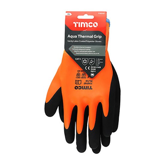 TIMCO Aqua Thermal Grip Glove Sandy Latex Coated Polyester