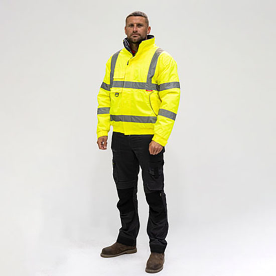 Hi-Visibility Bomber Jacket Quilted Yellow